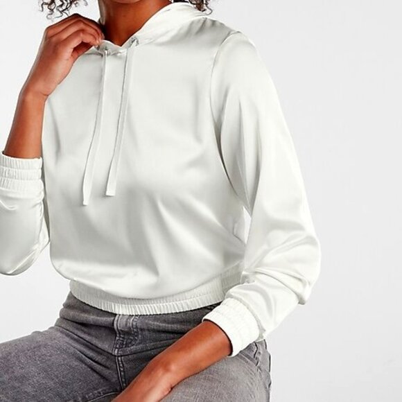 NWT Hooded Silky Waist banded Drawstring Top - Picture 4 of 5